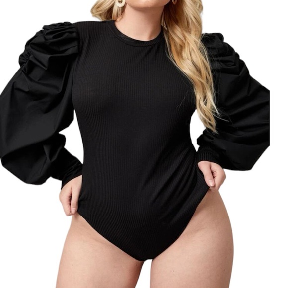 SHEIN Tops - 🐆3/$15 SHEIN Plus size puff sleeve Bodysuit